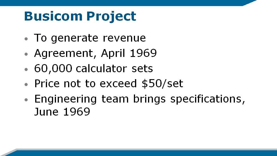 Busicom Impact on Intel